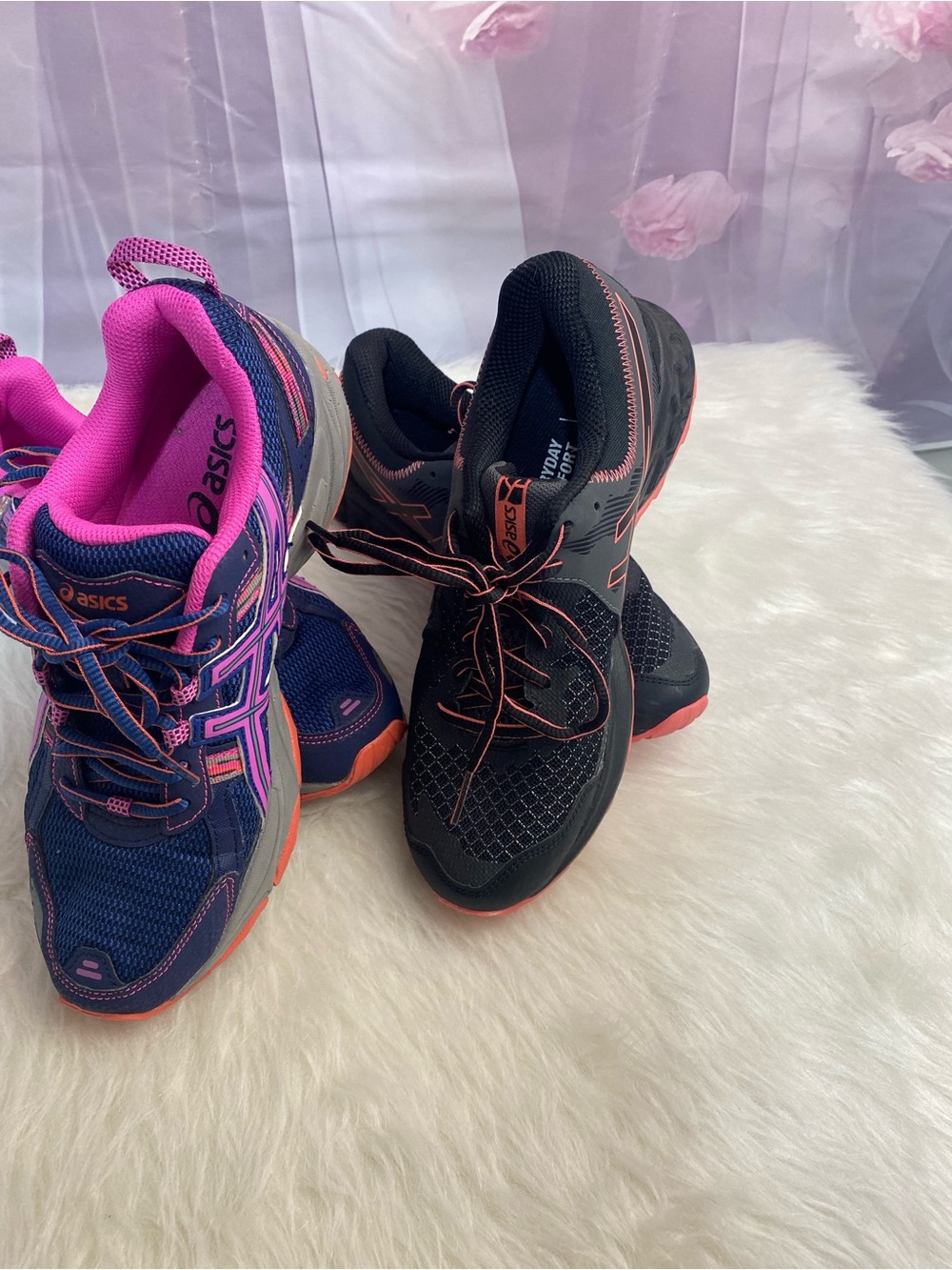 ASICS Women's Athletic Shoes in Black & Pink / Navy & Pink